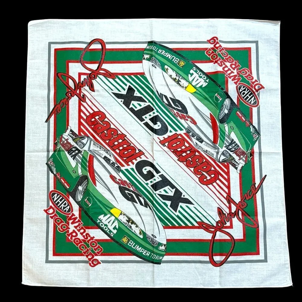 VTG John Force Castrol GTX NHRA Winston Drag Racing Bandana 1990’s Collectible